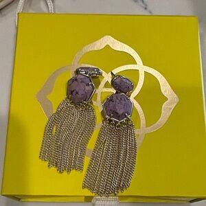 Kendra Scott Lavender Stone Silver Tassel Drop Earrings